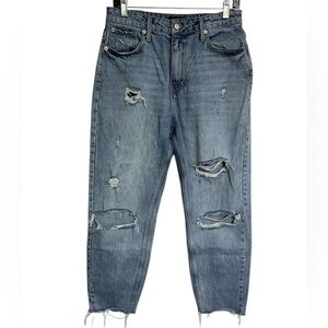 White Fox Distressed Mom Jean